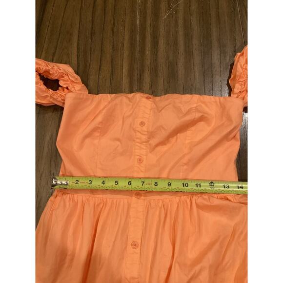 Karlie Tiered Ruffle off the shoulder prairie maxi Midi cotton Dress orange M - Picture 6 of 11